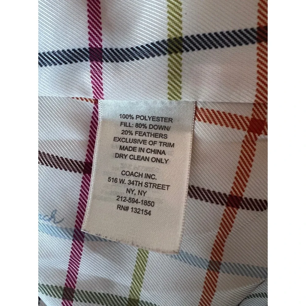 Coach Womens Burgundy Quilted Puffer Jacket Plaid Lining XS